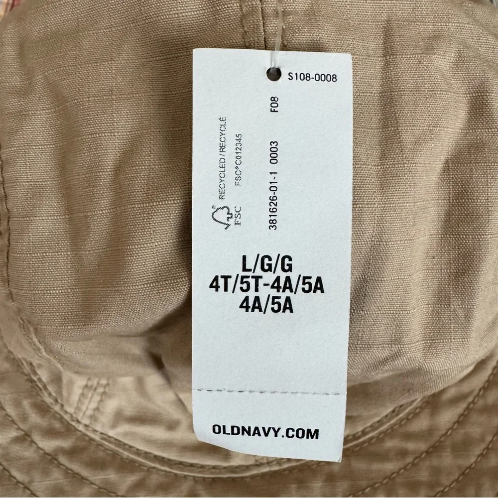 Old Navy Kids Beige Khaki Bucket Hat. Toddler Large 4T/5T NWT tan wide brim